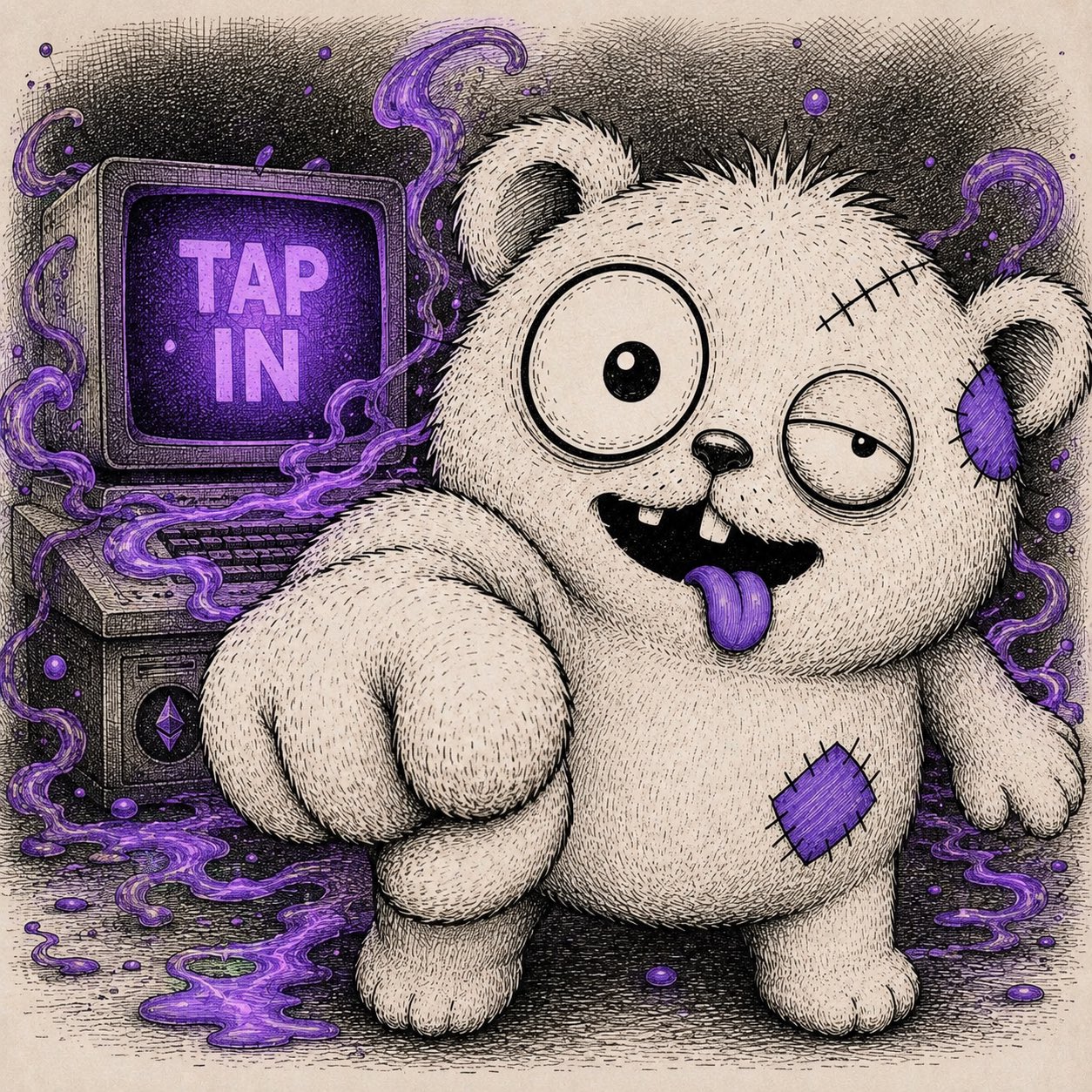 GLUMBO pointing toward a terminal that says Tap In